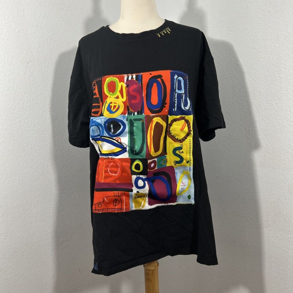 Bleecker Mercer T‎ Shirt Mens 2X Black Graffiti Artsy Graphic Grunge Y2K 90s
